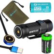 Olight S1R Turbo S rechargeable 900 Lumens CREE XP-L LED Flashlight EDC with RCR123 Li-ion battery, flex magnetic USB charging cable and EdisonBright CR123A Lithium back-up Battery bundle Sale