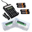 Fenix ARE-C2 four bays Li-ion  Ni-MH advanced universal smart battery charger, Four Fenix 18650 ARB-L2P 3200mAh rechargeable batteries (For PD35 PD32 TK22 TK75 TK11 TK15 TK35 TK51) with 2 X EdisonBright battery carry boxes Online now