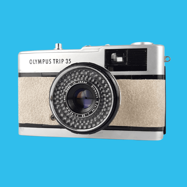 Olympus Trip 35 Soft Beige Leather Point and Shoot 35mm Film Camera For Cheap