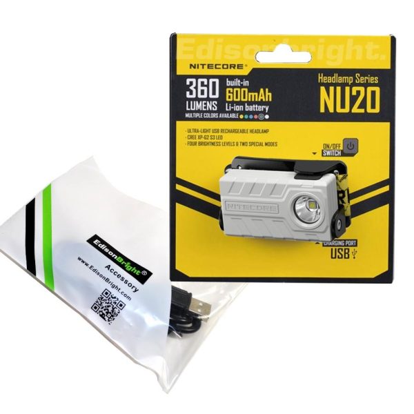 New Nitecore NU20 360 Lumens CREE LED USB rechargeable runners Headlamp with USB cable included. Fashion