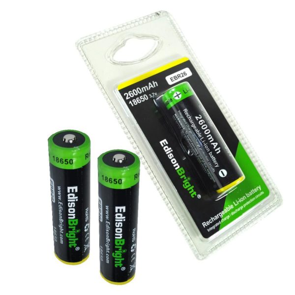 New 3 Pack Genuine EdisonBright EBR26 2600mAh 18650 Li-ion 3.7v rechargeable protected batteries For Sale