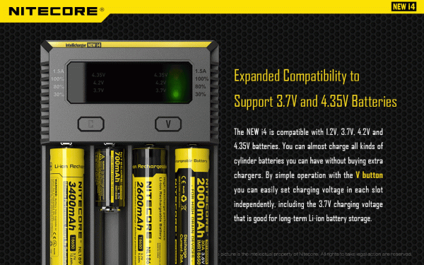 NITECORE New i4 Intellicharger smart battery Charger for Li-ion   IMR   Ni-MH  Ni-Cd 26650 22650 18650 18490 18350 16340 RCR123 14500 AA AAA D Online Sale