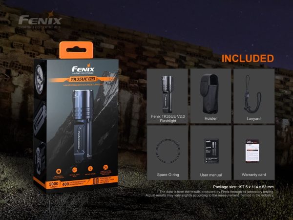 Fenix TK35UE V2 (TK35UEV2) 5000 Lumen LED Tactical Flashlight with 4 X Batteries, are-D2 Charger and EdisonBright Battery Carrying case Online now