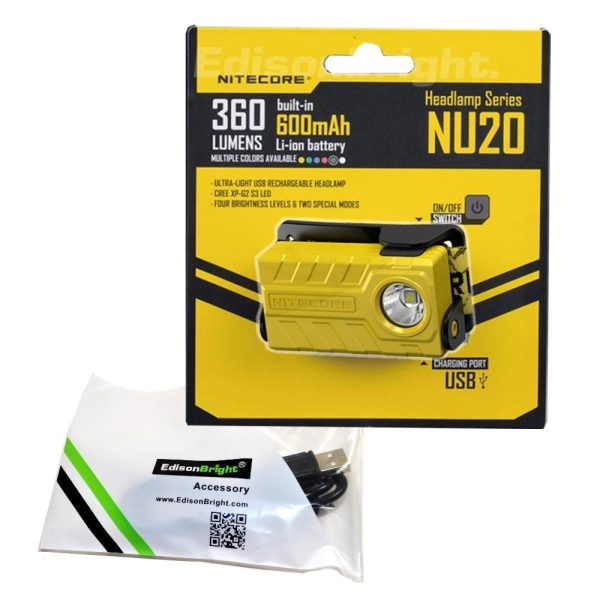 New Nitecore NU20 360 Lumens CREE LED USB rechargeable runners Headlamp with USB cable included. Fashion