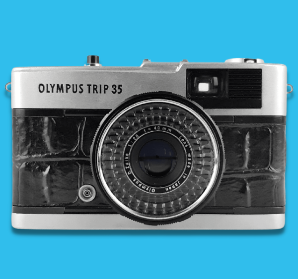 Olympus Trip 35 Black Crocodile Leather Point and Shoot 35mm Film Camera Discount