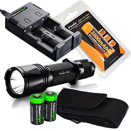 EdisonBright 2016 version Fenix TK09 900 Lumen Cree LED tactical flashlight with Fenix ARB-18-3500 battery, smary Battery charger and Two CR123A Lithium Batteries bundle For Sale