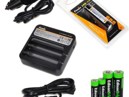 Fenix ARE-C1 two bays Li-ion 18650 home in-car battery charger, Fenix 18650 ARB-L2 2600mAh rechargeable battery (For PD35 PD32 TK22 TK75 TK11 TK15 TK35) with EdisonBright Batteries sampler pack For Discount