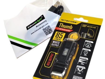 Bundle: Nitecore THUMB 85 lumen USB rechargeable tilt head worklight (White   Red) and EdisonBright brand USB charging cable Fashion