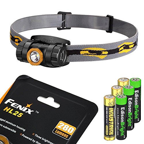 Fenix HL25 280 Lumen light weight CREE XP-G2 R5 LED Headlamp (Champagne Gold color) with 3 X EdisonBright AAA alkaline batteries bundle Sale