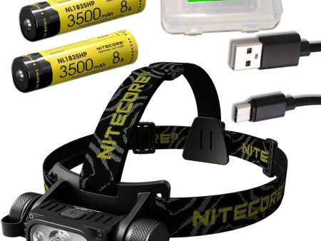 Nitecore HC65 V2 1750 Lumens LED Compact headlamp with 2 X NL1835HP Rechargeable Batteries and EdisonBright Battery Carrying case Sale