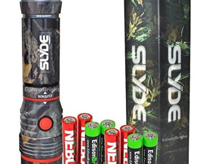 Nebo Slyde (CAMO) 250 Lumen LED flashlight Worklight 6383 with 4 X EdisonBright AAA alkaline batteries. Dual light sources. Magnetic Base For Sale