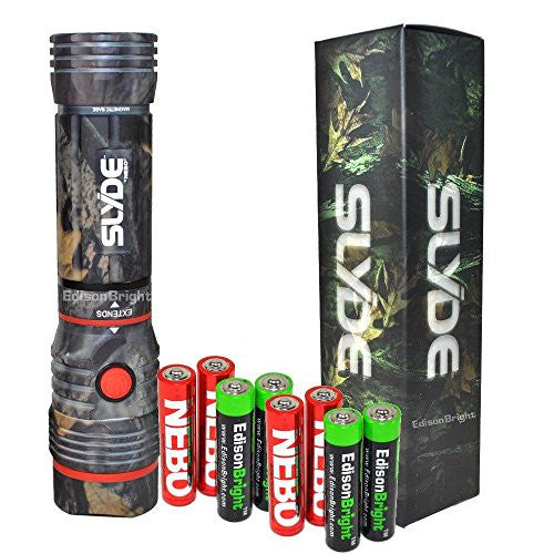 Nebo Slyde (CAMO) 250 Lumen LED flashlight Worklight 6383 with 4 X EdisonBright AAA alkaline batteries. Dual light sources. Magnetic Base For Sale