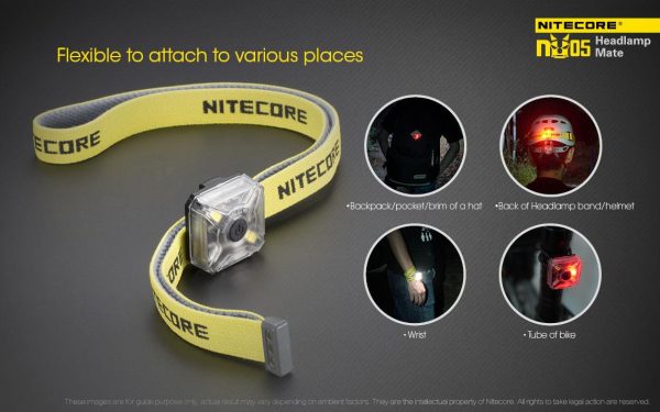 New Nitecore NU05 35 Lumens LED Headlamp Mate cautionary RED   White light flasher For Discount