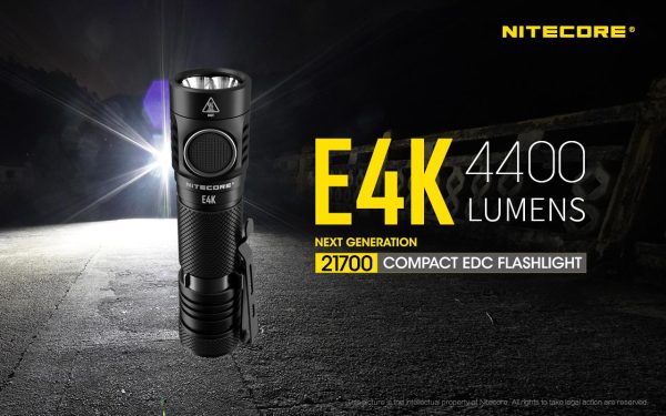 Nitecore E4K 4400 Lumen high powered Flashlight with 5000mAh 2X rechargeable Batteries and EdisonBright battery carrying case bundle Online