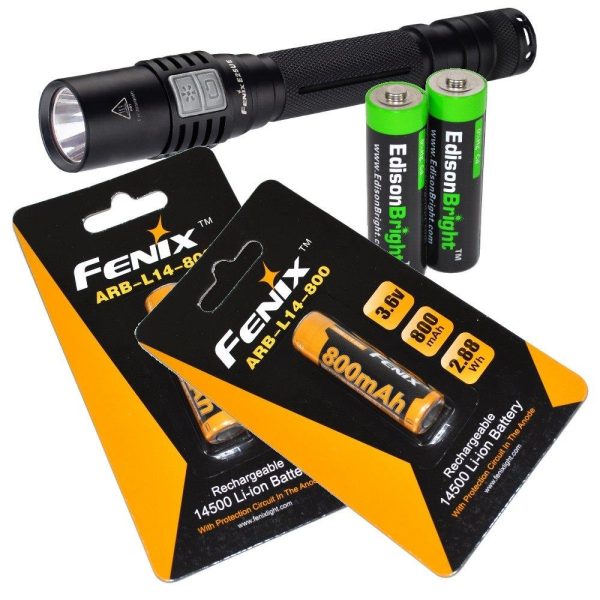 Fenix E25UE 2015 Ultimate Edition 1000 Lumen CREE XP-L V5 LED Flashlight with 2X ARB-L14 type 14500 rechargeable li-ion batteries and 2 X EdisonBright AA Alkaline batteries Hot on Sale