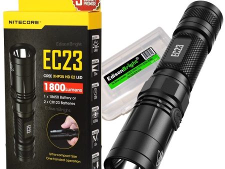 Nitecore EC23 1800 Lumens High Performance LED Flashlight and EdisonBright BBX3 Battery carry case For Sale