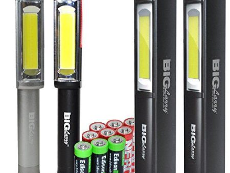 Two color bundle: Nebo Big Larry 400 lumen Flashlight 6306 COB LED Magnetic Worklight (Black & Grey) with 3 X EdisonBright AA Alkaline batteries bundle Online Hot Sale