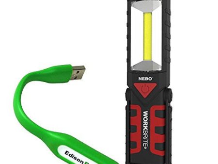 Nebo Workbrite-2 6304 AA battery powered worklight flashlight with EdisonBright USB reading light bundle Sale