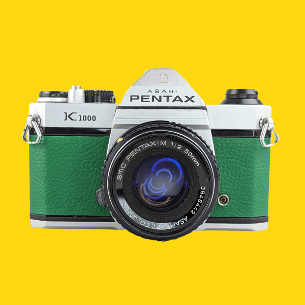 Pentax K1000 Green Leather Vintage SLR 35mm Film Camera with Pentax f 2 50mm Prime Lens Discount