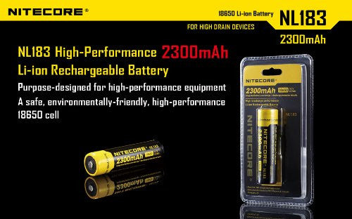 Nitecore NL183 Li-ion protected rechargeable 2300mAh 3.7v 8.5Wh 18650 Button-Top battery For Discount