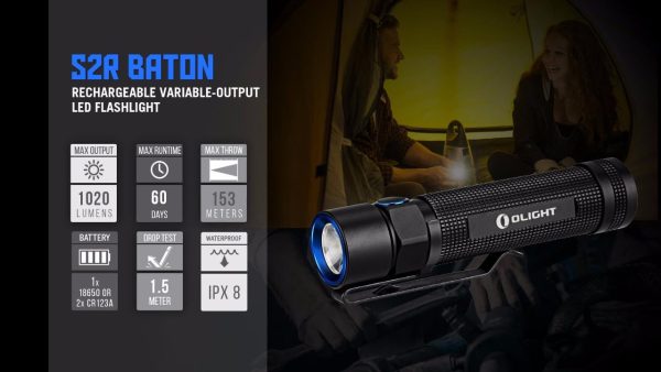 Brand New Olight S2R Baton 1020 Lumens magnetic USB rechargeable LED Flashlight battery Supply