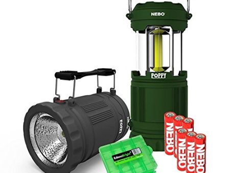 EdisonBright 2 Pack Nebo Poppy 6555 (Black Green) Combination LED 300 Lumen Lantern and 120 Lumen Spot Light w battery case For Discount