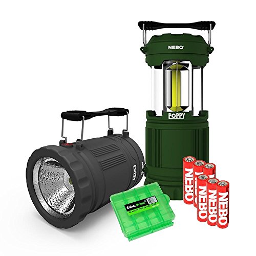 EdisonBright 2 Pack Nebo Poppy 6555 (Black Green) Combination LED 300 Lumen Lantern and 120 Lumen Spot Light w battery case For Discount