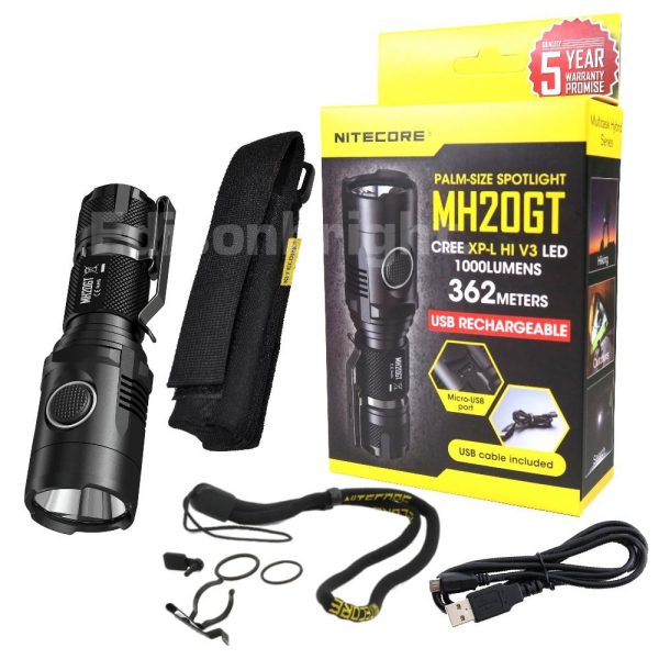 Nitecore Multitask Hybrid MH20GT USB Rechargeable Palm-Sized Spotlight  CREE XP-L HI V3 LED 1000 Lumens  Uses 1 x 18650 or 2 x CR123As batteries Online Sale