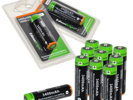 12 Pack EdisonBright EBR34 3400mAh 18650 rechargeable Li-ion protected batteries For Sale