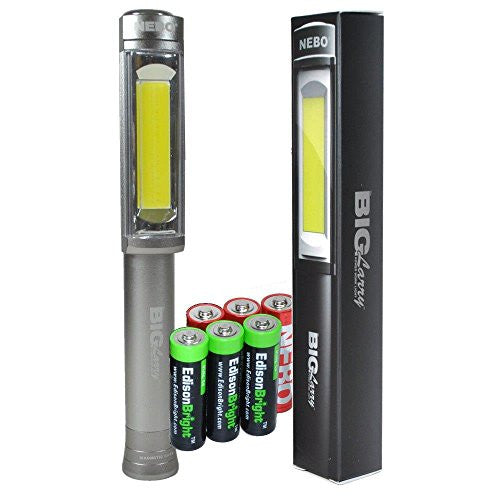 Nebo 6306 Big Larry 400 lumen (grey color) Flashlight COB LED Magnetic Worklight with 3 X EdisonBright AA Alkaline batteries bundle Sale