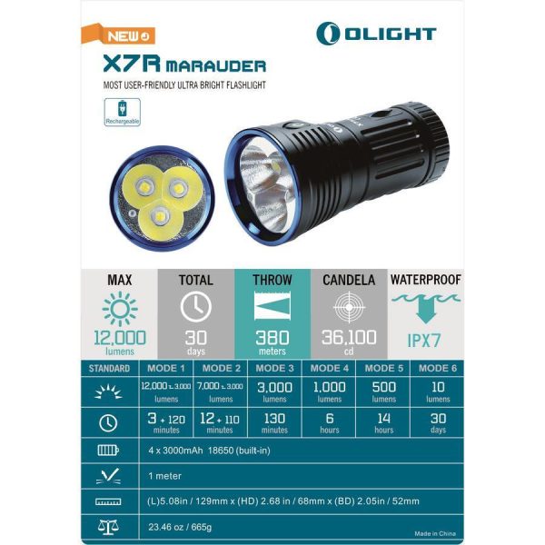 Brand New OLIGHT X7R Marauder 12,000 Lumens rechargeable LED Flashlight Searchlight Online now