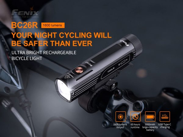 Fenix BC26R 1600 Lumen Rechargeable Bike Light with Edisonbright Battery Carrying case Fashion