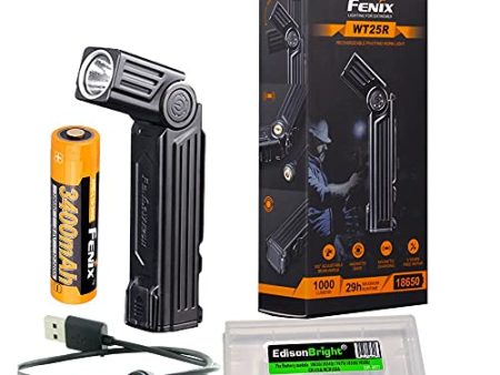 Fenix WT25R 1000 Lumen Rechargeable handheld magnetic pivoting worklight flashlight with battery and EdisonBright battery carrying case Online Sale