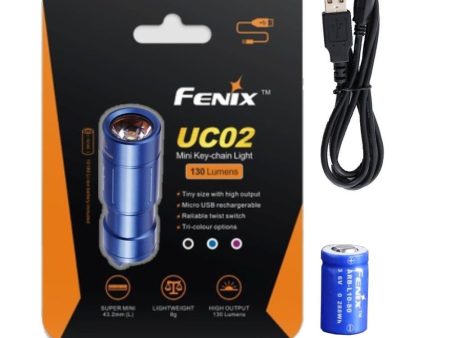 FENIX UC02 USB Rechargeable 130 Lumen Cree LED keychain Flashlight (BLUE) EDC Discount