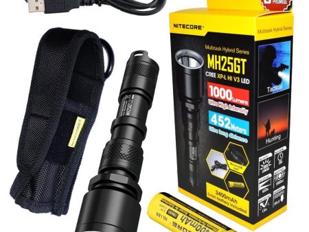 Nitecore MH25GT CREE LED 1000 Lumen USB Rechargeable Flashlight, 18650 rechargeable Li-ion battery, USB charging cable and Holster For Discount