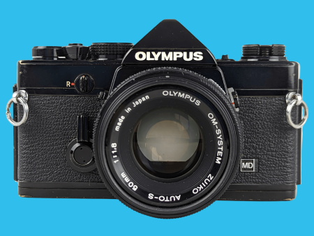 Olympus OM 1 Black Vintage 35mm SLR Film Camera with f 1.8 50mm Prime Lens For Cheap