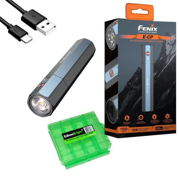 Fenix E-CP 1600 Lumen Rechargeable EDC Flashlight powerbank with EdisonBright Cable Carrier case Online