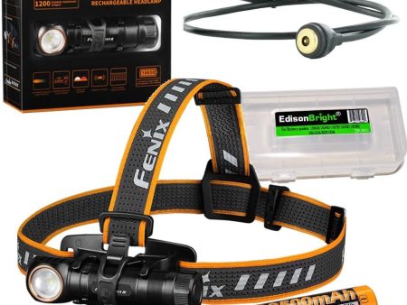 Fenix HM61R 1200 lumen magnetically rechargeable LED Headlamp, high capacity battery with EdisonBright battery carry case bundle For Cheap