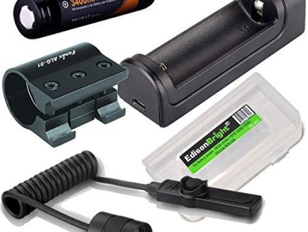 Fenix ARE-X1 battery charger, Fenix ARB-L2S 18650 battery, ALG-01 weapon mount, AER-02 Pressure switch EdisonBright Battery case accessory bundle for PD35, UC35, TK15C, TK22, TK15 Online