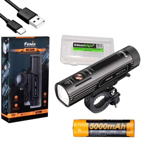 Fenix BC26R 1600 Lumen Rechargeable Bike Light with Edisonbright Battery Carrying case Fashion