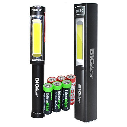 Nebo 6306 Big Larry 400 lumen Flashlight COB LED Magnetic Worklight with 3 X EdisonBright AA Alkaline batteries bundle For Sale