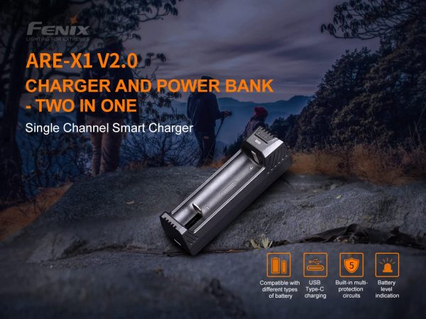 Fenix ARE-X1 V2.0 USB Powered Smart Battery Charger with EdisonBright BBX3 Battery Carrying case Supply