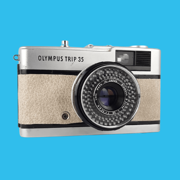 Olympus Trip 35 Soft Beige Leather Point and Shoot 35mm Film Camera For Cheap