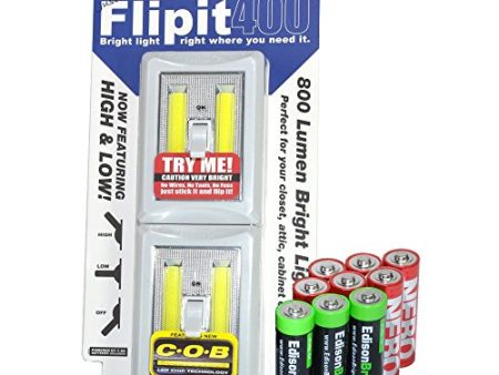 Nebo Flipit 6699 400 Lumen Upgrade COB LED Magnetic Room Closet shed Light 2 Pack with 3 X EdisonBright AA Alkaline Batteries Bundle For Sale