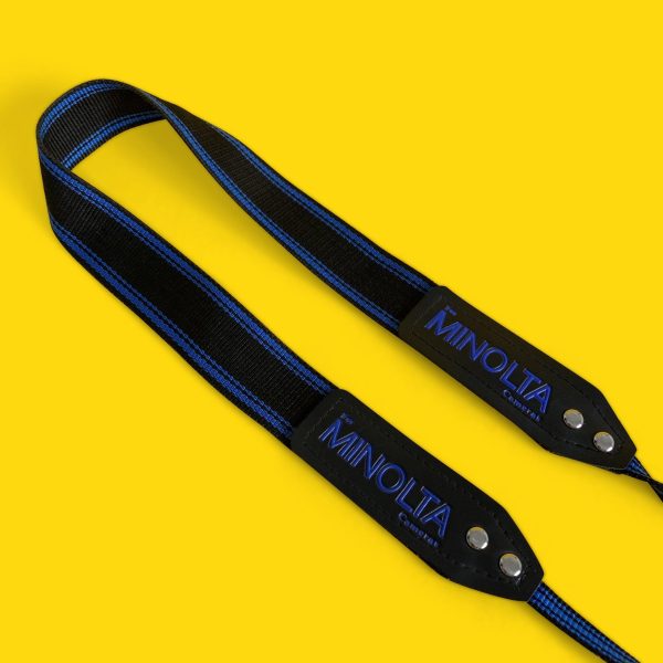 Genuine Minolta Blue & Black SLR Camera Strap For Sale