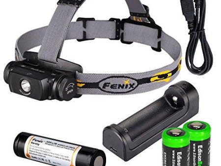 Fenix HL55 900 Lumen CREE LED Headlamp with Fenix ARE-X1 battery charger, Fenix 18650 ARB-L2M rechargeable battery and two EdisonBright CR123A Lithium batteries Discount