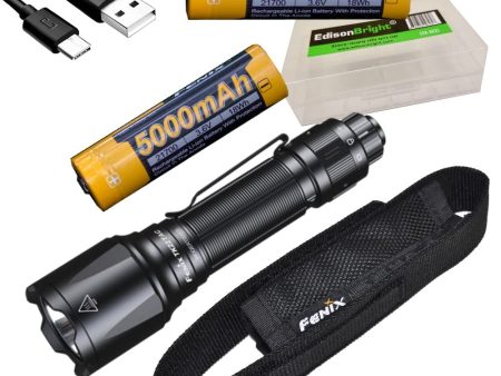 Fenix TK22 TAC 2800 Lumen LED Tactical Flashlight, 2 X USB Rechargeable ARB-L21-5000U Batteries and EdisonBright BBX5 Battery Carrying case Bundle For Discount