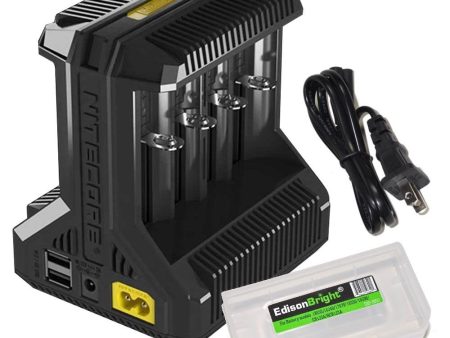 NITECORE i8 Eight Bays Smart Battery Charger for Li-ion IMR Ni-MH Ni-Cd 26650 22650 18650 18490 18350 16340 RCR123 14500 AA AAA AAAA C D USB with EdisonBright BBX3 Battery Carry case Sale