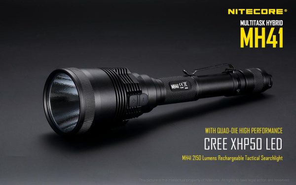 Nitecore MH41 2150 lumen CREE LED rechargeable flashlight  searchlight, 2X Nitecore rechargeable 18650 batteries with EdisonBright USB powered reading light Supply