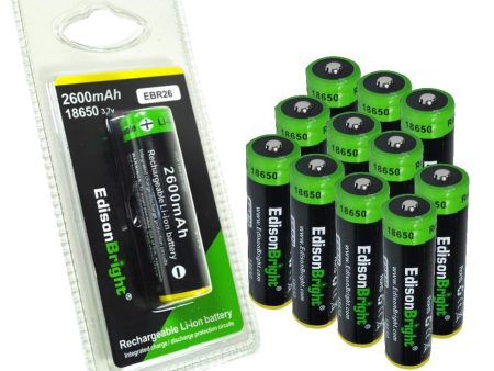 New 12 Genuine individually packed EdisonBright EBR26 2600mAh 18650 Li-ion 3.7v rechargeable protected batteries For Sale